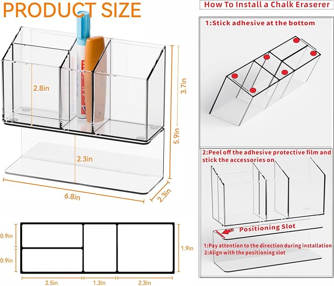 Yieach Clear Magnetic Dry Erase Marker Holder for Whiteboard,Non-Slip Magnet Expo Marker Holder and Magnetic Cup for Dry Erase Markers,Acrlic Pencil Pen Holder for Locker,Classroom,White Board,Office