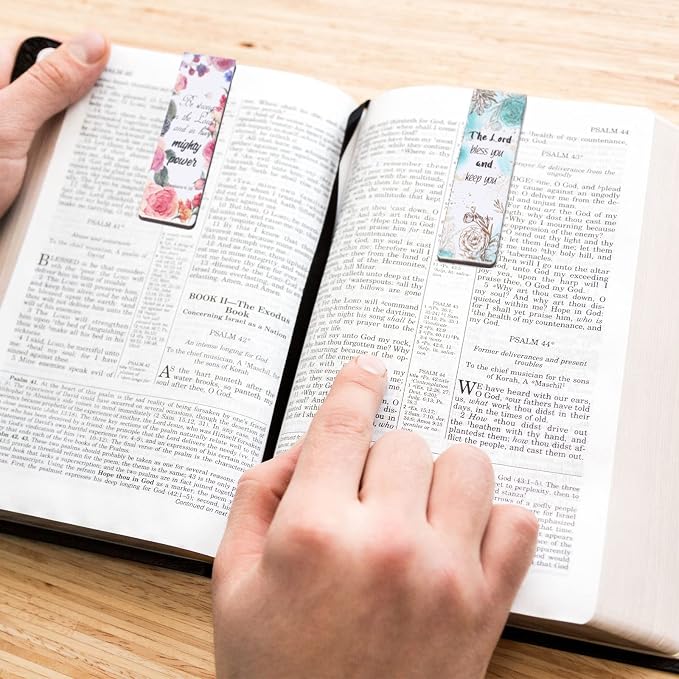 Zonon 48 Pcs Bible Verse Magnetic Christian Bookmarks 0.8x4.7in Inspirational Scripture Book Marker for Mother Women Men Religious Motivational Flower Page Clips Book Lover Reading Gift(Stylish Style)
