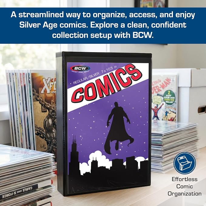 BCW Comic Book StorFolio Kit – Includes Magnetic Comic StorFolio + 50 Silver Age Premade® Resealable Comic Book Bags and Boards | Comic Book Case, Comic Holder & Silver Age Comic Storage
