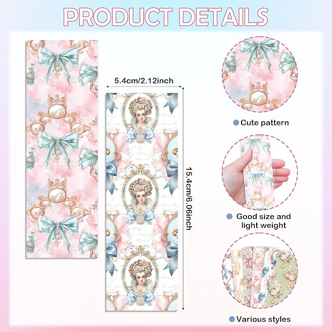 Coquette Aesthetic Bookmarks Gifts, 100 Pcs Vintage Paper Book Marks, Double-Sided Matte Laminated Floral & Bow Designs, Cute Reading Accessories for Women and Book Lovers