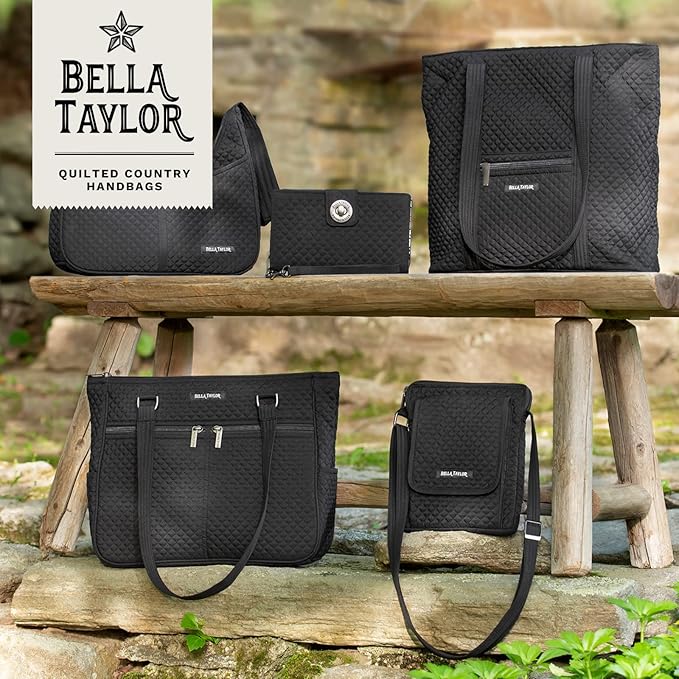 Bella Taylor Quilted Bible Cover for Women - Large Study Bible Case - Vintage Black