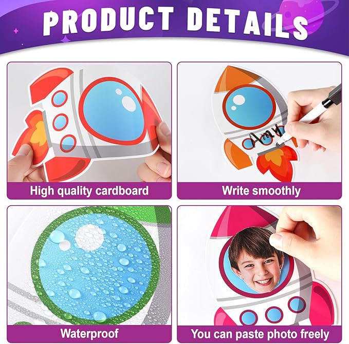 160Pcs Rocket Cutouts Back to School Decorations Bulletin Board Outer Space Paper Cut-Outs Galaxy Classroom Decor for Boy Girl DIY Craft Photo Wall Door VBS Kindergarten Preschool Party Favor Supply