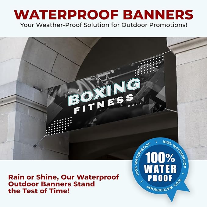 Boxing Fitness Large Banners and Signs for Outdoor by Mavis Printing-Polyester Banner with 4 Holes for Easy Hang Indoor & Outdoor|4x1 Feet HD Print Sign to Promote Church| Made in USA