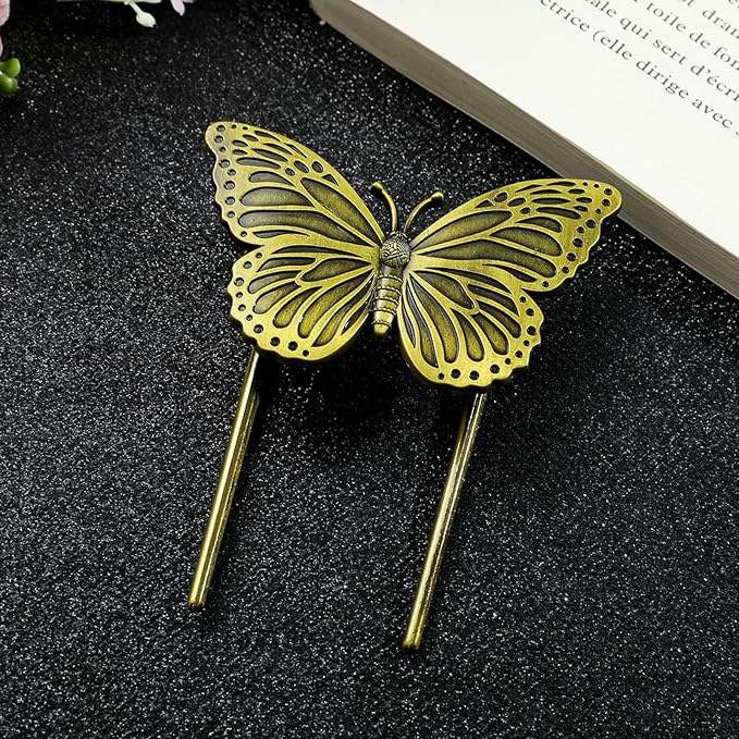 Bookmark,Metal Butterfly Book Clip,Journal Clip,Book Page Holder Clip,Vintage Book Clips,Hold Journal Open While Writing and Free Your Hands,Gifts for Book Lovers,Readers,Writers(Butterfly B)