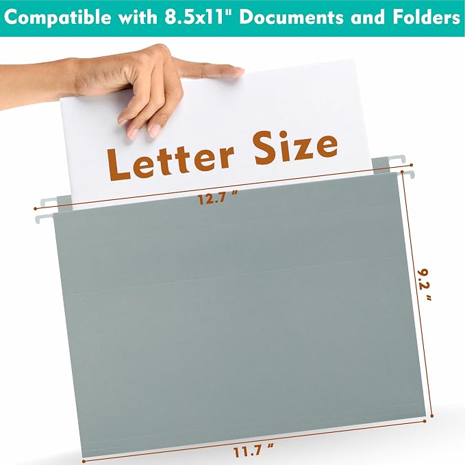 Zzrywuty Hanging File Folders Letter Size, 30-Pack Hanging File Folder with 1/5-Cut Tabs, Pastel File Folders Hanging Organizers for Filing Cabinet, Bulky Files & Medical Charts
