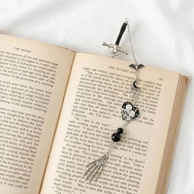 Dark Romance Sword Bookmark - Fantasy Skull Charms Metal Book Mark Moon Start Aesthetic Page Marker for Reading Lover Women Men Students Teachers Reader Bookish Birthday School Graduation