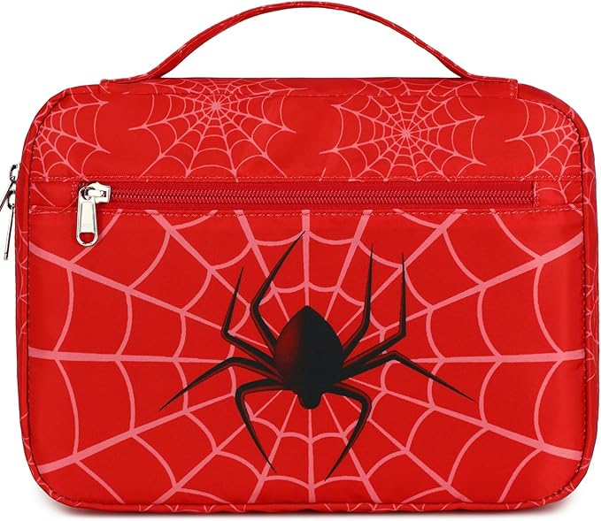 JIANYA Bible Cover for Boys Kids Bible Case Church Bag Childrens Bible Bag with Handle and Zippered Pocket, Spider Red