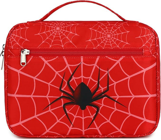 JIANYA Bible Cover for Boys Kids Bible Case Church Bag Childrens Bible Bag with Handle and Zippered Pocket, Spider Red