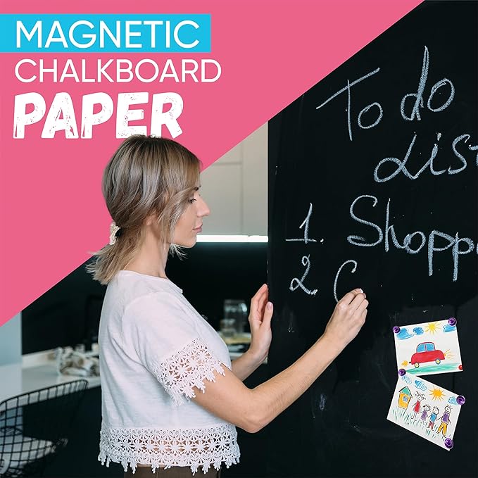 Magnetic Chalkboard Wallpaper Peel and Stick 48" x 24", Self-Adhesive Chalkboard Contact Paper with Starter Kit - Ideal for Playroom Home Classroom