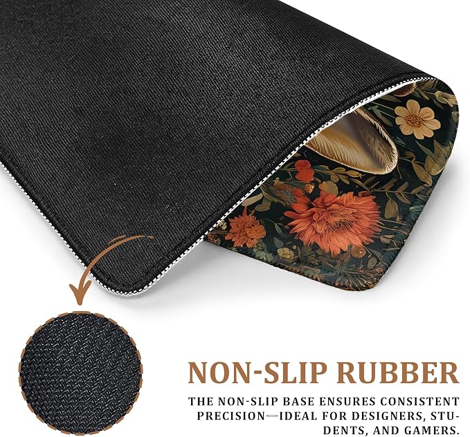 Vintage Floral Bunny Mouse Pad, Gifts for Bunny Rabbit Lovers, Dark Cottagecore Moody Flower Rabbit Mouse Pad for Home Office Computer Gaming Desk Essentials, 9.5x7.9 Inch