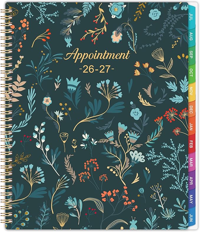 Appointment Book 2026-2027 - Daily Hourly Planner 2026-2027, July 2026 - June 2027, Weekly Appointment Book 26-27, Large Planners Weekly Monthly, 8.5" x 11", Planners with 30-Minute Interval - Green Floral