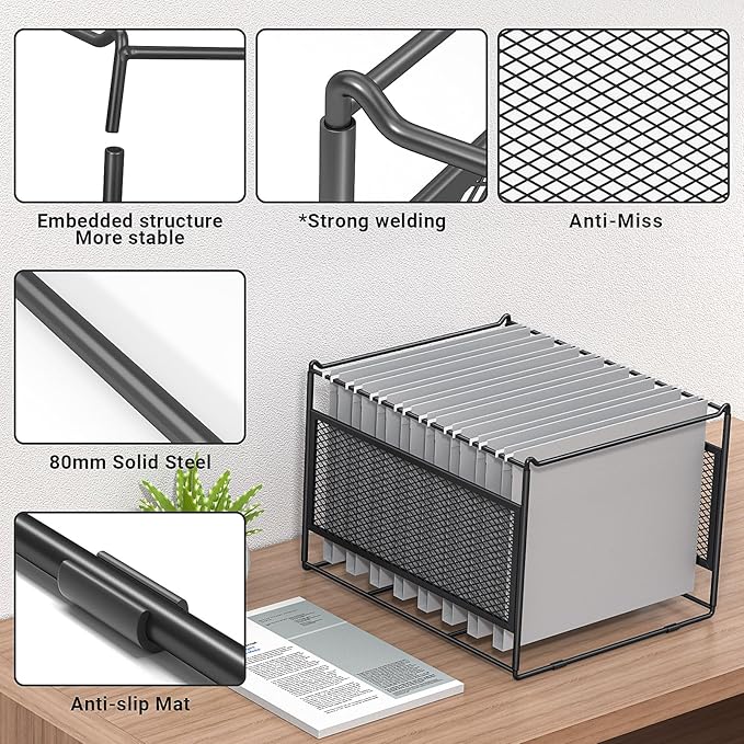 Letter/Legal Size Hanging File Folder Frame,Hanging Files Holder Rack for Desk Organizer,Hanging Folders Rails for Filing Cabinet Drawers Above 10" in Height,15.2" Lx12.4 Wx10 H