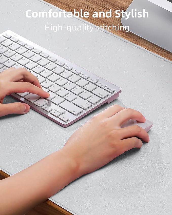AFIING Large Desk Mat 55" x 24" - PU Leather Desk Pad Protector, Waterproof Non-Slip Extended Mouse Pad for Office Desk, Keyboard, Laptop and Home Workspace (Ivory White)