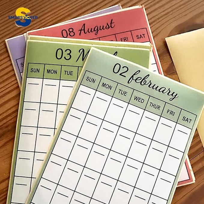 SMARSTICKER 12 Monthly Planner Date Page Sticker 3Open-Dated Monthly Planning Stickers 2026 Schedule Calendar Labels for Customizing Undated Planners, Calendar, Notebooks