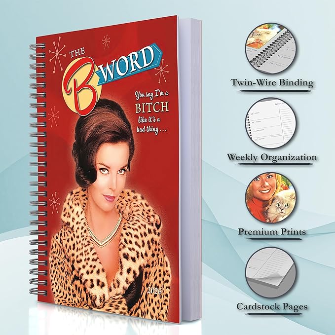 2026 Planner, 16-Month Weekly & Monthly Engagement Calendar with Funny Sarcastic Quotes & Sassy Humor for Women, 2026, 6" x 9", The B Word