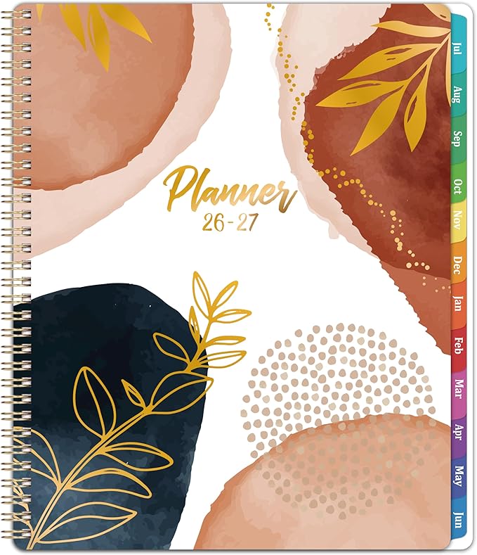 2026-2027 Weekly and Monthly Planner/Calendar - Academic Planner 2026-2027, JUL 2026 to JUN 2027, 12 Colorful Tabs, 9" x 11" Twin-Wire Binding, Inner Pocket