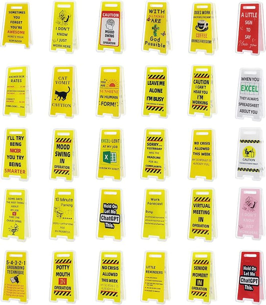 30 Pcs Office Note Holder Clips, Mini Acrylic Yellow Desk Signs Decor Gift for Colleague Leader Employee Birthday
