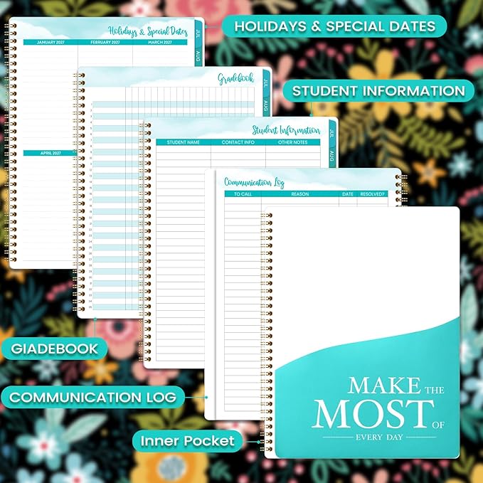 Teacher Planner 2026-2027 - Teacher Lesson Planner 2026-2027, from July 2026 to June 2027, 8.5" x 11", Spiral Bound Planners, Weekly & Monthly Planners with Colourful Monthly Tabs
