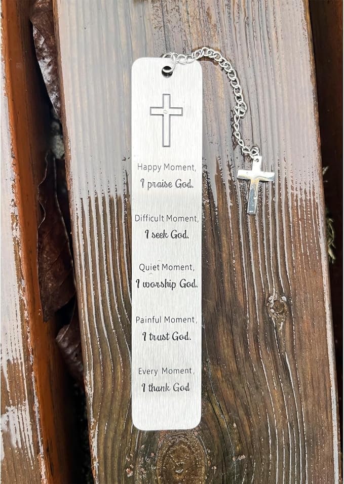 Bible Bookmarks Book Markers, Metal Christian Bookmark Gift Accessories (I Praise God)