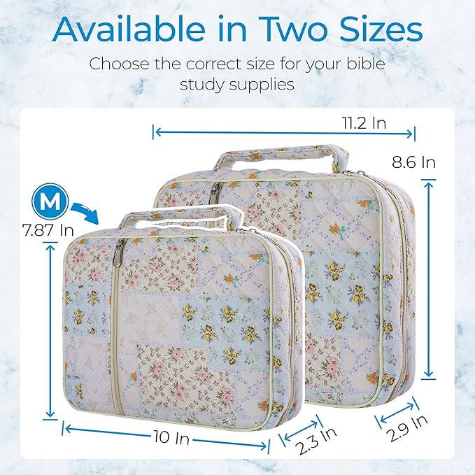 WOBAGMEN Bible Cover Case for Women,Large Bible Tote Bags Organizer Quilted Carrying Case for Girls,Bible Study Supplies Accessories Christian Gifts for Women (Colorful Floral, M)