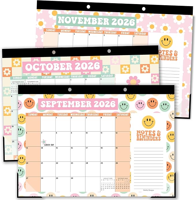 Hadley Designs Large Teacher Desk Calendar 2026-2027 - Desktop Calendar 2026, 18-Month Desk Calendars for Home, Office & Classroom, Cute Classroom Must Haves, Teacher Appreciation Gifts