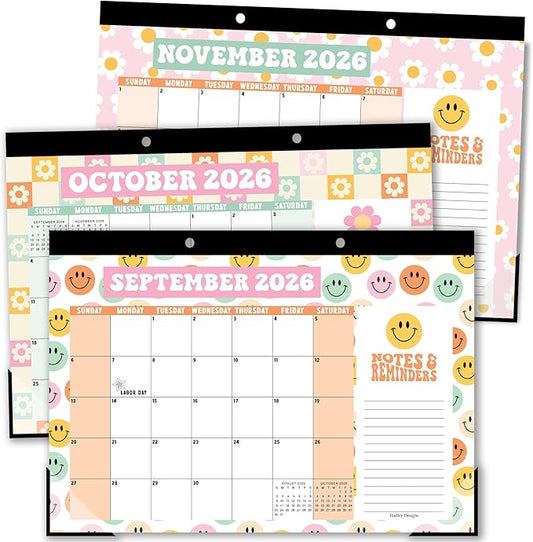 Hadley Designs Large Teacher Desk Calendar 2026-2027 - Desktop Calendar 2026, 18-Month Desk Calendars for Home, Office & Classroom, Cute Classroom Must Haves, Teacher Appreciation Gifts