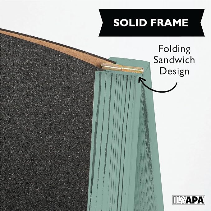 Ilyapa Wooden A-Frame Chalkboard Sidewalk Signs with Rounded Top - 20 x 40 Inches Turquoise Chalkboard - Sturdy Freestanding 20x40 Menu Display Board