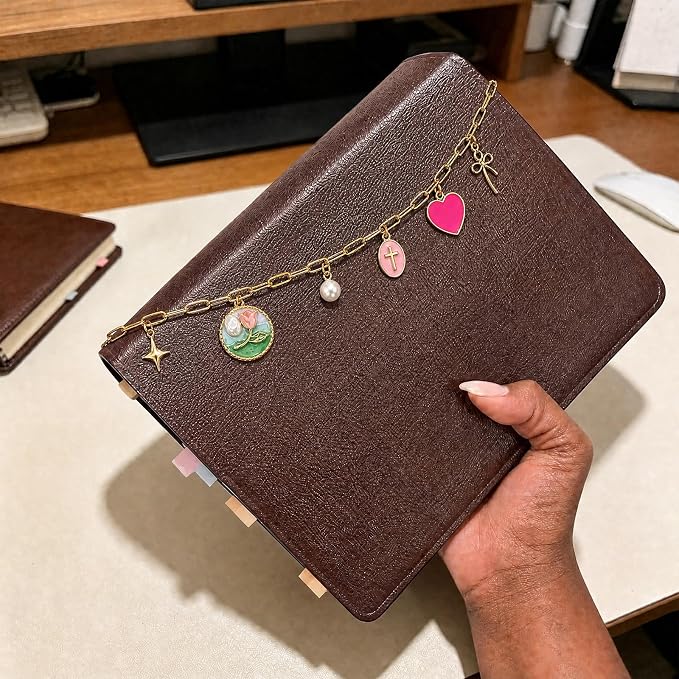 Vintage Pearl Star Bow Bible Charm Chain - Christian Biblebook Accessory Faith Gift, Scripture Bookmark Decor for Bible Spine Edge, Religious Charms for Book Lovers