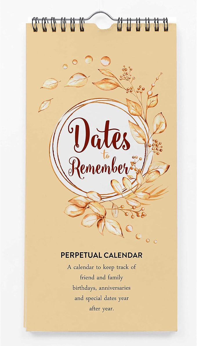 Leaves Perpetual Calendar Birthday Wall Hanging Anniversary Special Event Reminder Calendar Book Journal Stationary Wall Hanging Birthday Gift Card Planner Organizer