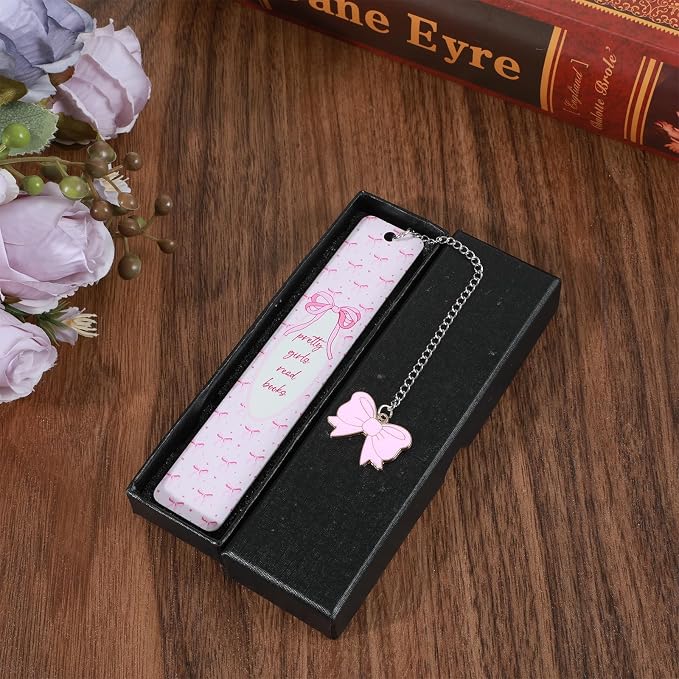 Bow Metal Bookmark Gift, Pink Bookmarks for Women, Metal Book Marks for Reading Book Lovers Gifts Books Club Gifts Birthday Christmas School Office Supplies (Pink)