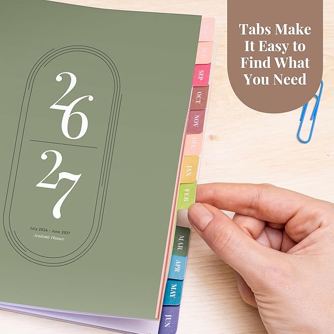 Rileys Academic Planner 2026-2027, Daily, Weekly & Monthly Planner, July 2026 - June 2027, Student Notes Pages, Twin-Wire Binding, Weekly Agenda for School & Work (8 x 6-Inches, Green)