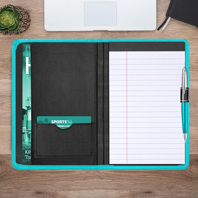 Lcjtop Padfolio/Portfolio Binder, Mini Padfolio Portfolio Binder 5 x 8 Legal Writing Pad, A5 Document Organizer Folder for Men Women, Columbia Blue.