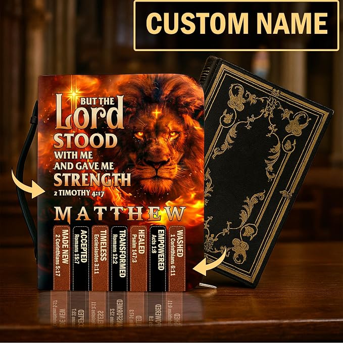Personalized Man of God Bible Cover, God Says I Am Bible Case PU Leather, Bible Holder Handle Zipper, Faith Scripture with Name Case Bag, Religious Gifts for Church Christians Women Men (01)