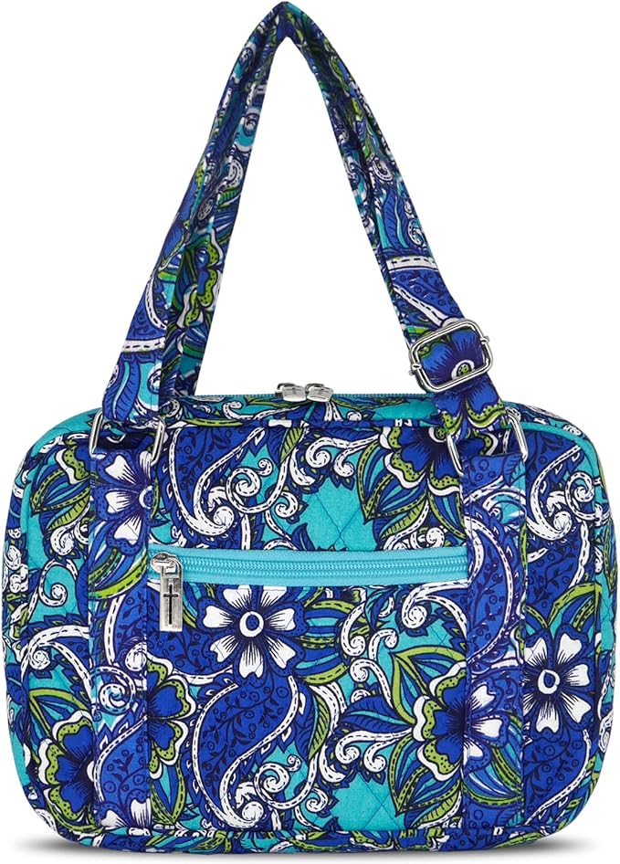 Bible Cover for Women with Adjustable Straps, Large Study Bible Carrying Case Bag with Zip Pocket, 10x7x2.7 Inches