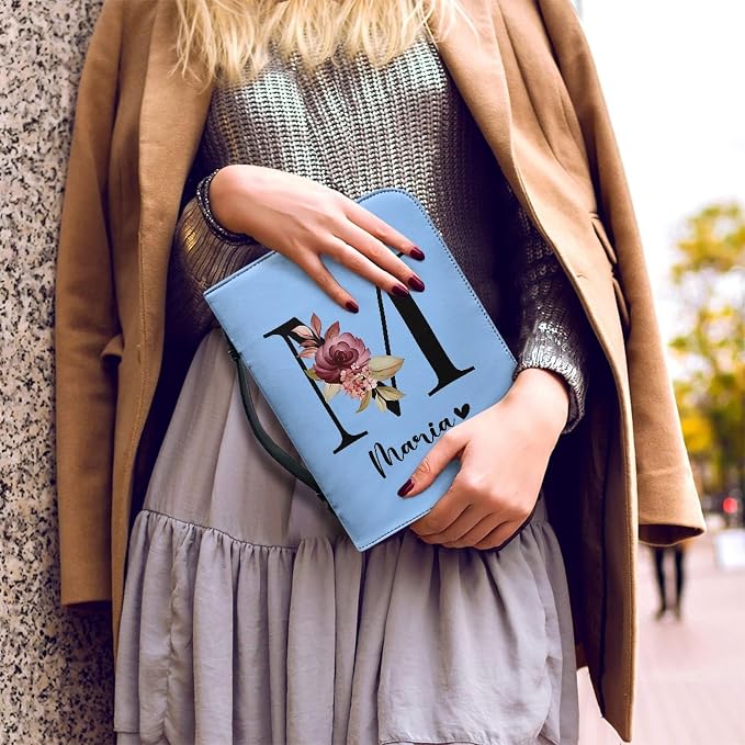 Personalized Bible Cover with Name, Custom Bible Cover Case for Women Girls, Large Capacity Scripture Bag with Handle