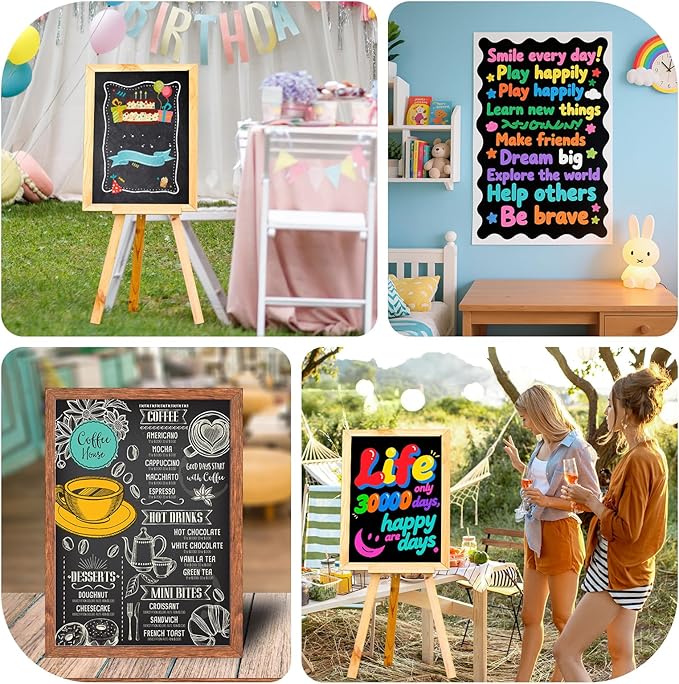 18 Pcs Black Poster Board Paper 12x18, ROOKEA Vision Boards Posterboard Bulk for School Projects Classroom Arts Craft Presentations Drawing Scrapbooking Blank Graphic Display