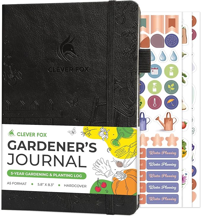 Clever Fox Gardener’s Journal – Guided Gardening Notebook to Plant Vegetables, Flowers & Herbs – 5-Year Garden Log Book for Beginners (Black)