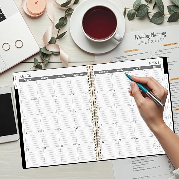 2026-2028 Monthly Planner 2 Year Monthly Planner/Calendar 2026-2028, 24 Months Calendar Planner Jul 2026 – Jun 2028, 9" x 11", Holidays, Tabs, Double-Side Pocket, Thick Paper - Black