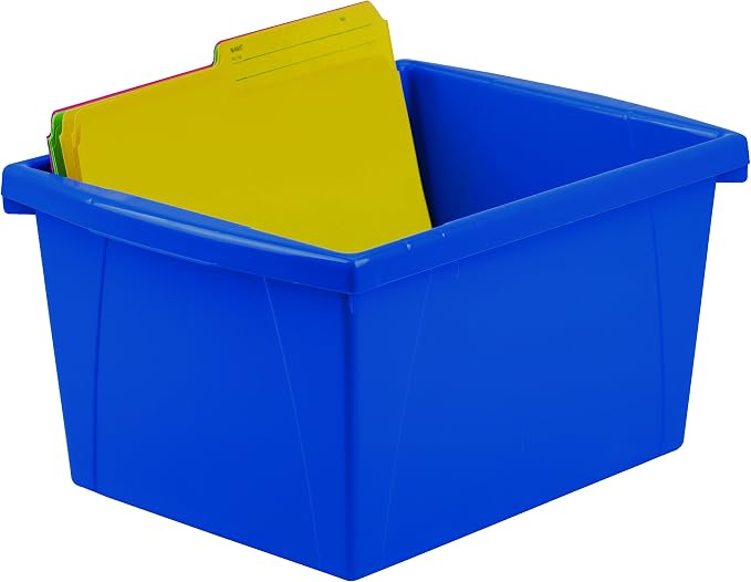 Storex Small Storage Bins, 13.625 x 11.25 x 7.87 Inches, Assorted Colors, Color Assortment Will Vary, Case of 6 (61514U06C)