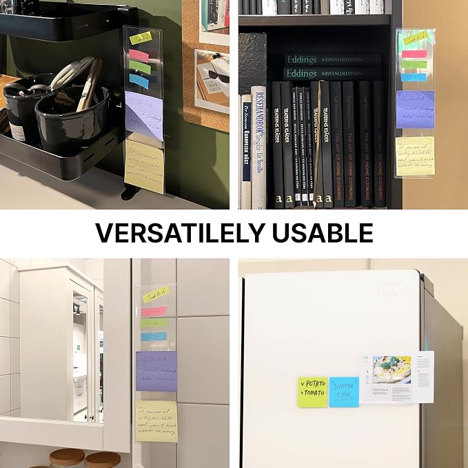 Monitor Memo Board 2Pcs - Flexible Clear PET Computer Screen Sticky Note Holder - Side Panel Message Organizer - Versatile Office Desk Accessories - Cool Home Office Supplies - 3.1" x 11.8"