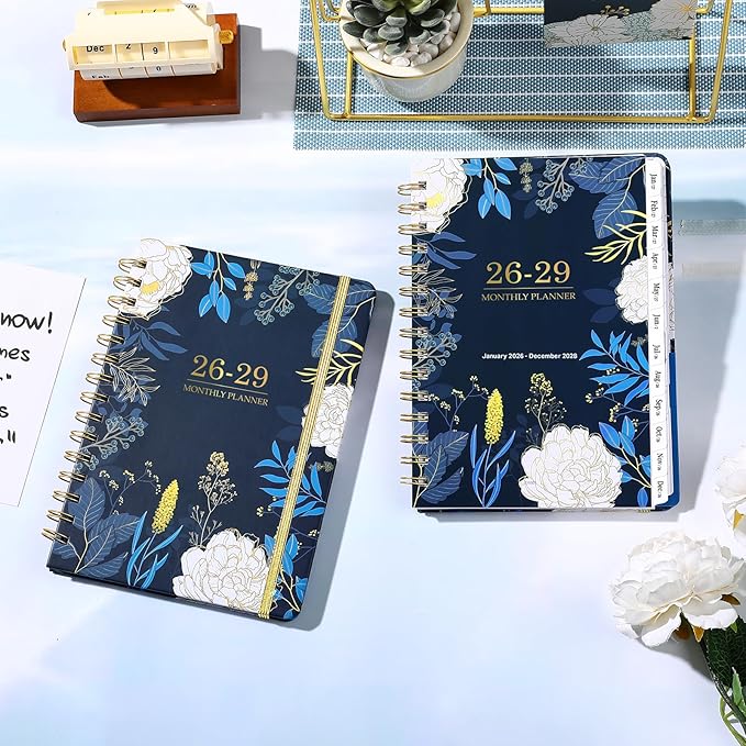 2026-2029 Monthly Planner/Calendar - 3 Year Monthly Planner 2026-2029, 6.3" x 8.4", July 2026 - June 2029, Months Tabs, Inner Pocket, Elastic Closure, Twin-Wire Binding
