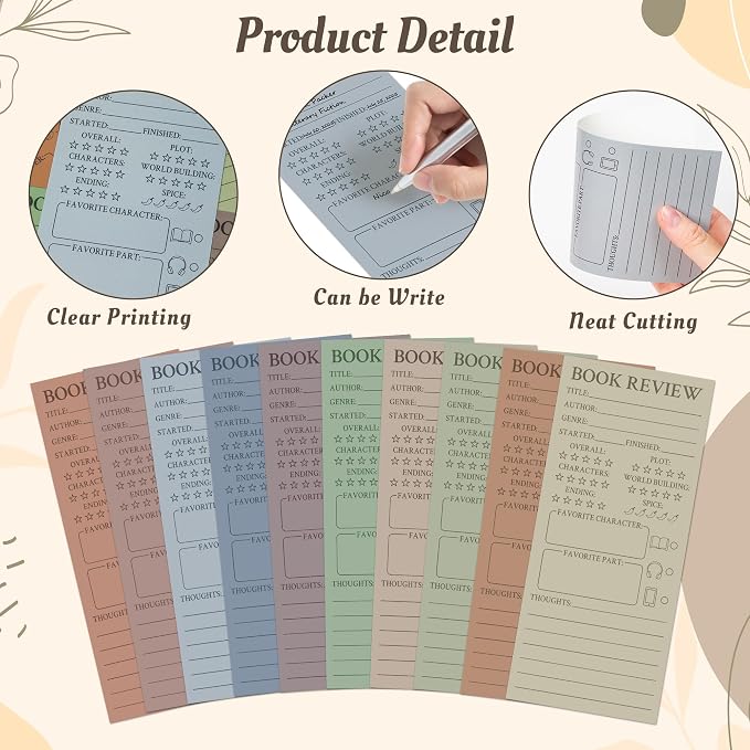 L1rabe Boho Book Review Bookmarks - Back to School Gift 120Pcs Book Page Marker Reading Log for Readers Bookworm Bookish Gift, Reading Page Tracker for Students Teachers Women to Review & Tracker