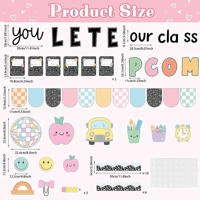 Composition Notebook Bulletin Board Decoration Set Welcome Classroom Decoration You Complete Our Class Bulletin Board Pastel Notebook Pencil Cutouts for School Classroom Chalkboard Wall Decor Supplies