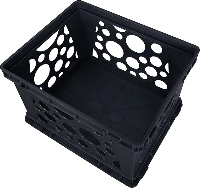 Storex Large Storage and Transport File Crate, 17.25 x 14.25 x 10.5 Inches, Black (STX61546U01C)
