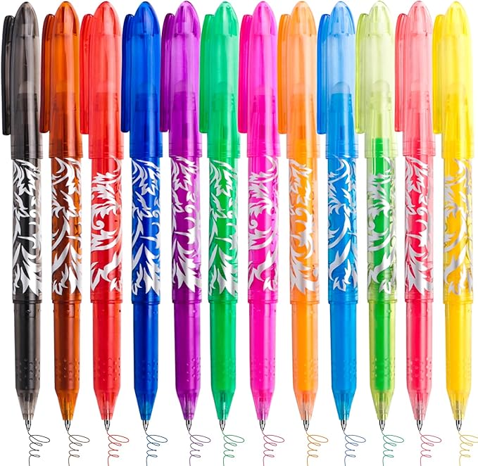 12 Colors Erasable Gel Pens, Fine Point(0.7), Make Mistakes Disappear, Premium Comfort Grip for Drawing Writing Planner School Supplies Christmas Gifts