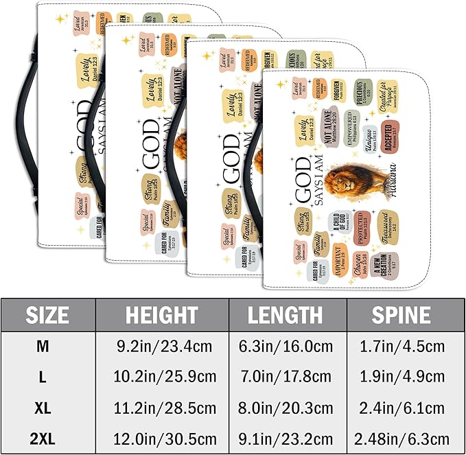 Personalized Bible Cover for Men, Christian Bible Case PU Leather, Jeus Bags Religious Appreciation Gifts for Women Girls Daughter Christian with Handle Zipper (BIBLE-10, M-2XL)