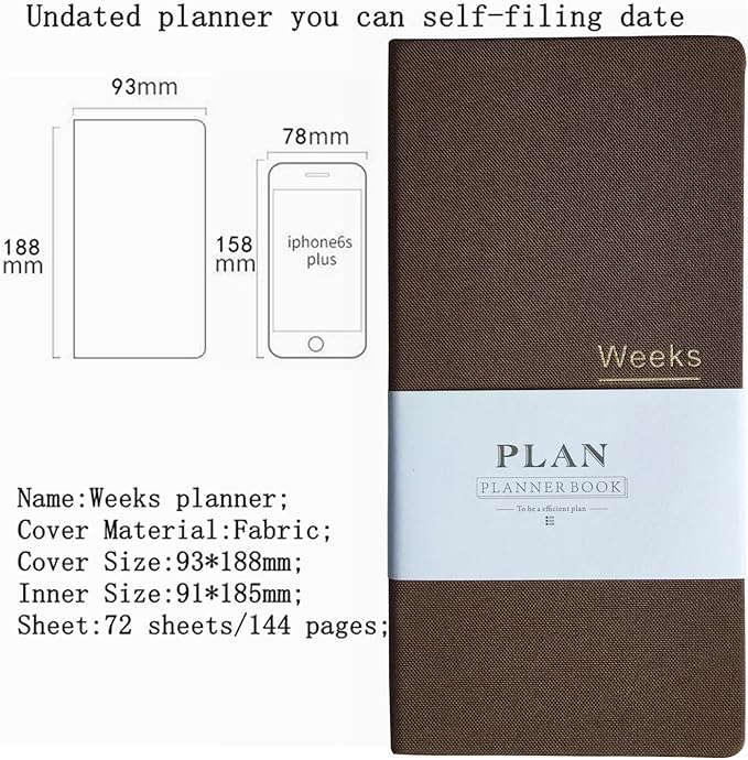 Undated Pocket Weekly Planner Schedule Organizer Agenda Year Month Week Plan A6 Notebooks (A6 Undated Planner Brown)