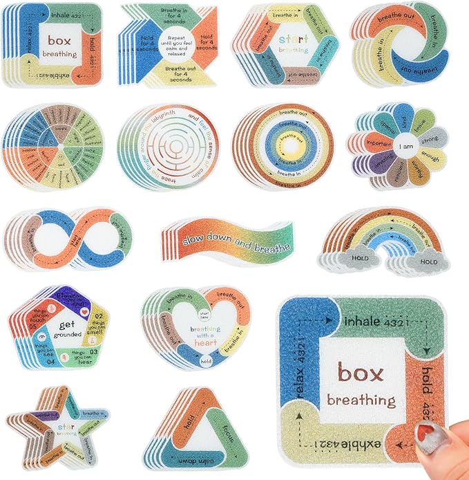 75 PCS Anxiety Sensory Stickers, Boho Calm Stickers for Anxiety Sensory Textured Sensory Stickers, Anti Stress Anxiety Relief Sticker for Mental Health Classroom Desk Adults Teens Supplies