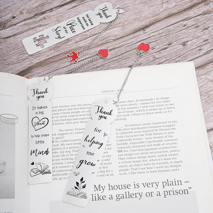 3 Pcs Teacher Appreciation Bookmark, Thank You Teacher Gift Bookmark for Women Men, Teacher Appreciation Gifts Metal Bookmarks for Christmas Day, Unique Bookmarks for Teacher’s Day