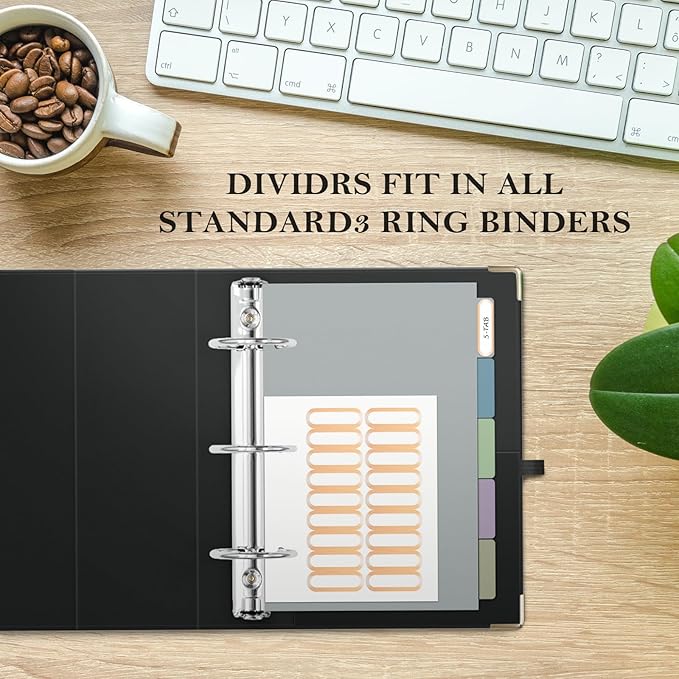 2 Pack 5.5“x8.5” Half Letter Binder Divider with 5 Tabs, Suitable for Half Letter Binder